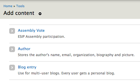 Select 'Blog entry'
